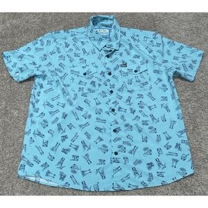 Dixxon Flannel Co Short Sleeve Button Up Day Drinker Shirt Sz XL Light Blue Pool